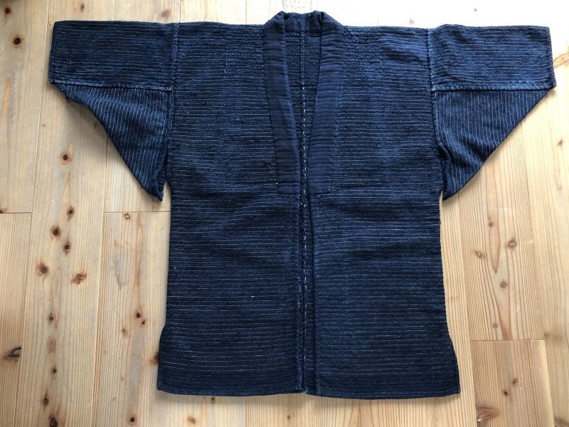 裂織り藍染木綿野良着 - 生活骨董と古布のアンティークショップ