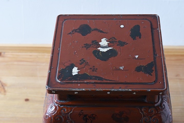 時代漆器 中国唐物 高卓 飾り台 猫足花台 - 生活骨董と古布の 