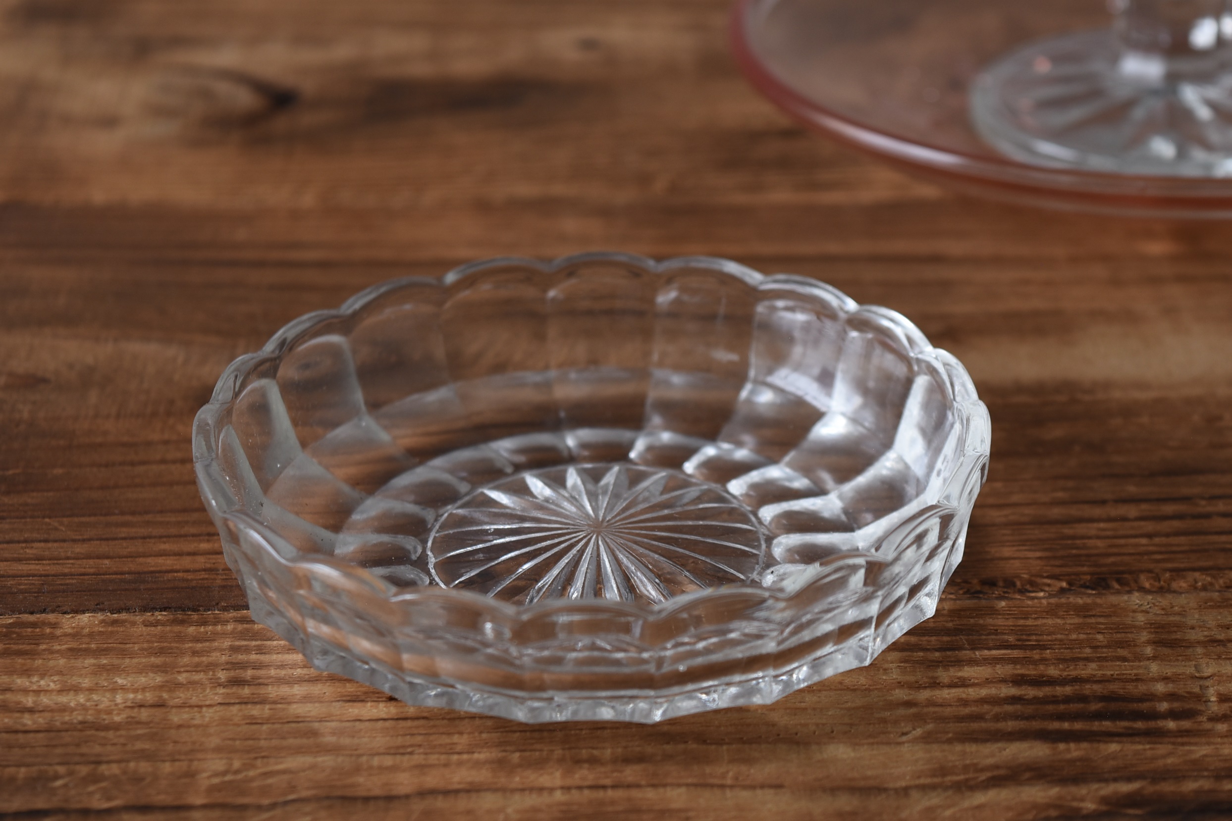 昭和レトロ 型ガラス 輪花型小皿 5枚セット - 生活骨董と古布の 