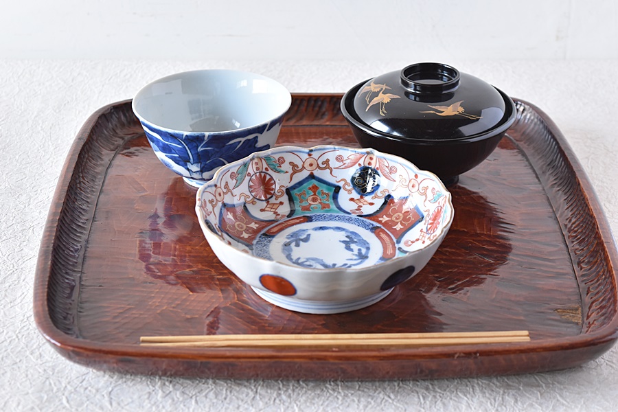 赤玉瓔珞紋膾皿 - 生活骨董と古布のアンティークショップ antique TANTRA