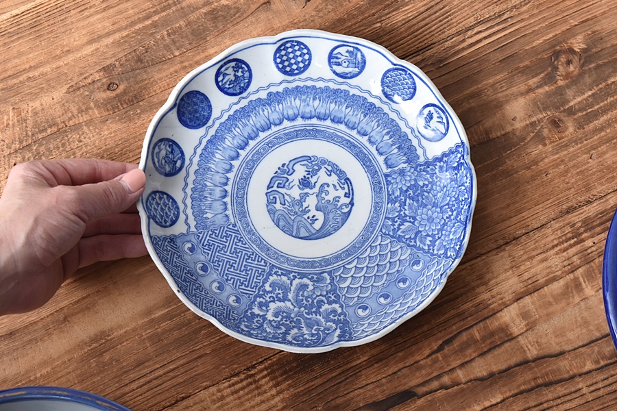 全国割引□Be/420☆陶磁器 大皿☆色絵磁器☆直径41cm☆中古品 色絵磁器