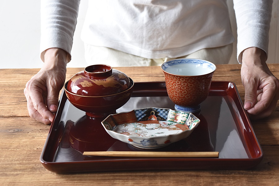 新色登場 【美品】輪島塗 曽我路幸 松葉沈金 丸もてなし膳 5客 卓上膳