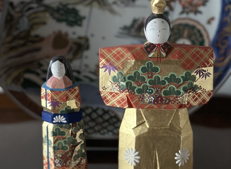 村﨑青園 一刀彫 雛人形 木彫 神雛 - 生活骨董と古布のアンティーク