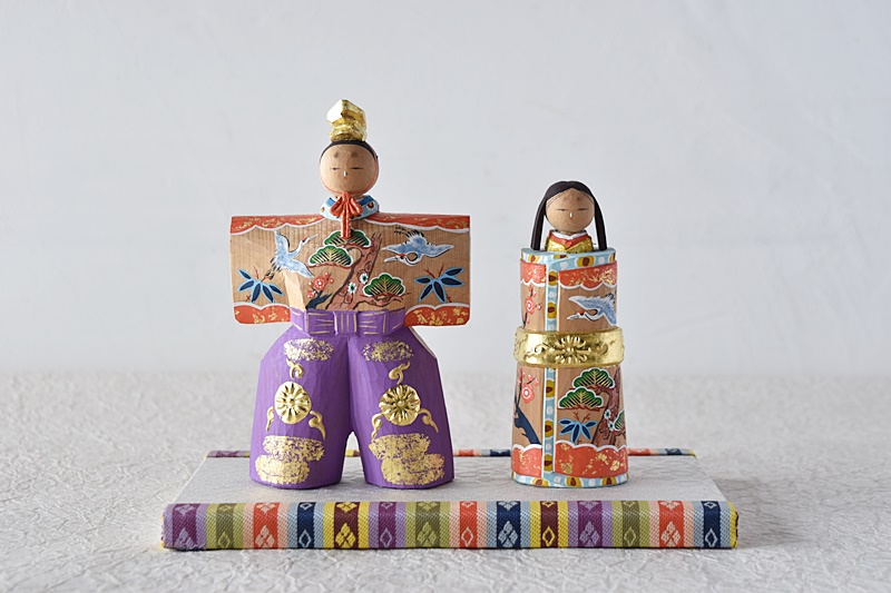 平安田中彌 翠風作 立雛 森翠風 木彫 雛人形 - 生活骨董と古布の 