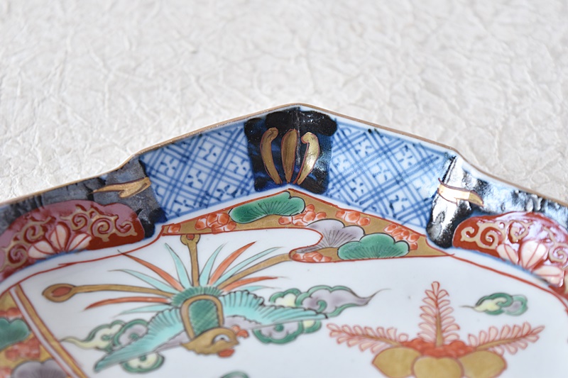 伊万里 色絵 桐に鳳凰 変形皿 - 生活骨董と古布のアンティークショップ 