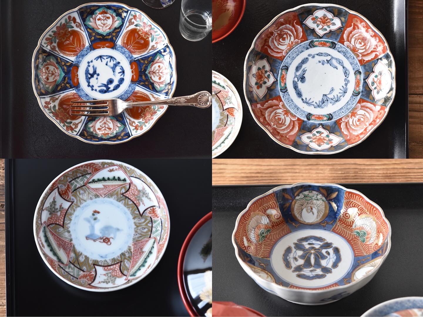 ご成約】色絵金彩 木苺に小鳥図 輪花縁 7寸皿 2枚