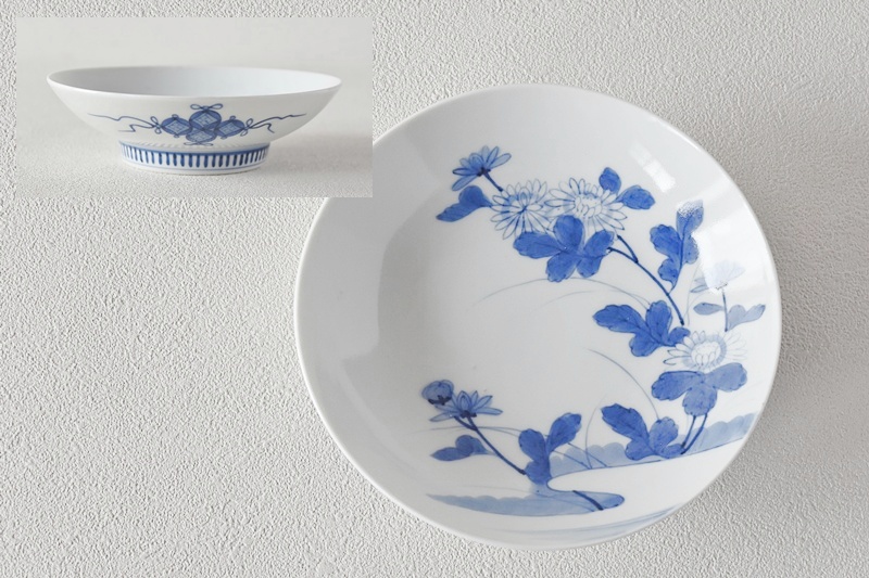 鍋島　古美術　古道具　骨董品　櫛目高台 アンティーク雑貨 江戸期 古伊万里 色絵染付櫛高台角皿5枚(鍋島