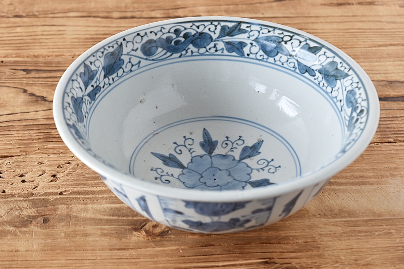 伊万里 染付 芙蓉手草花模様 鉢 - 生活骨董と古布のアンティーク